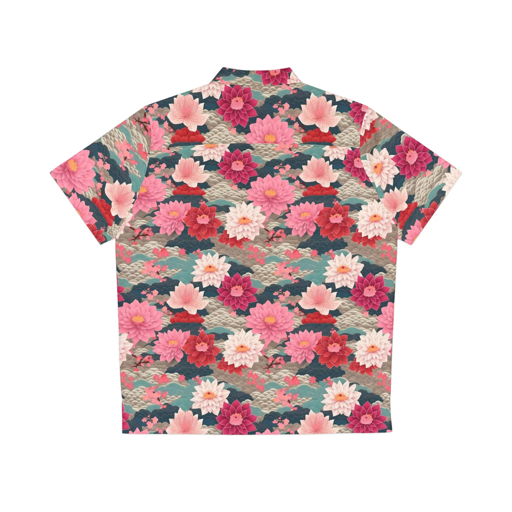 Colorful Peonies Hawaiian Button Down Shirt - thumbnail 2
