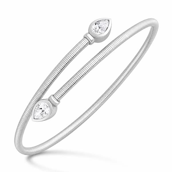 Lab Pear Cut Diamond Bezel Bangle Bracelet (0.75cttw)