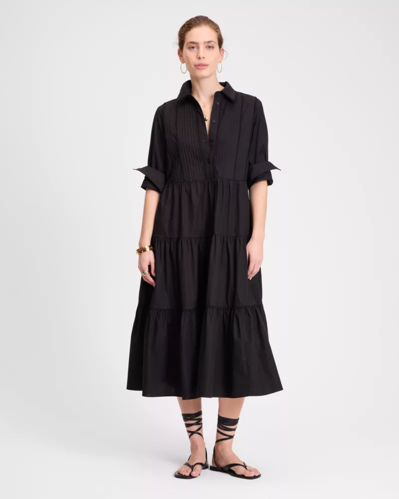 Pintuck Tiered Shirt Dress - thumbnail 4