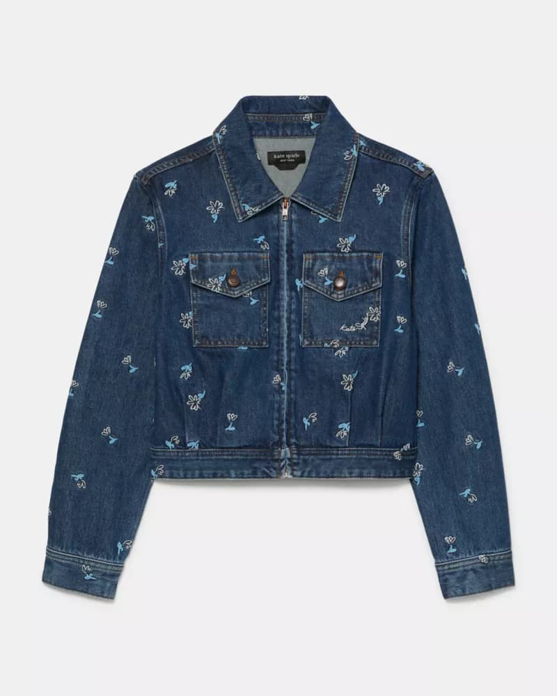 Vibrant Buds Embroidered Denim Jacket