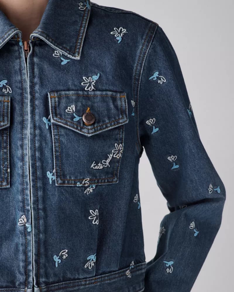 Vibrant Buds Embroidered Denim Jacket - thumbnail 3