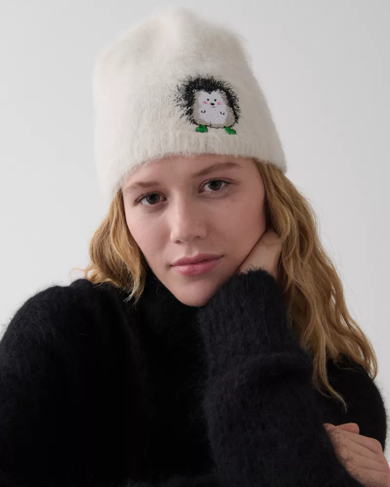 Hedgehog Patch Brushy Beanie - thumbnail 2