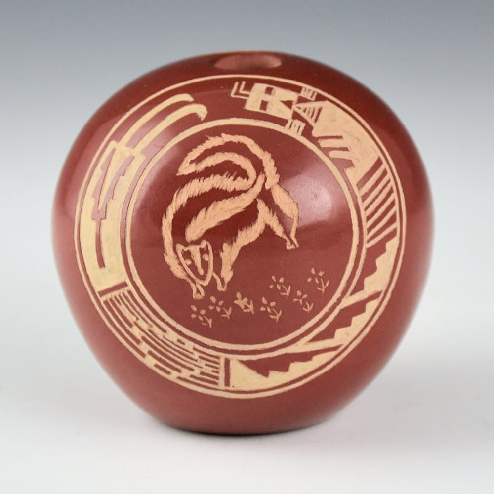 Medicine Flower, Grace – Seedpot with Skunks and Yei Figure (1973)