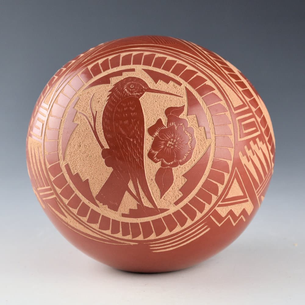 Tafoya, Vangie – Large Seedpot with Three Hummingbirds