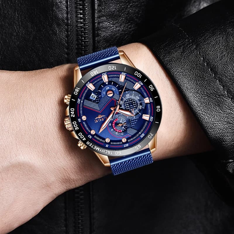 LIGE 9929 Waterproof Blue Quartz Watch - thumbnail 5
