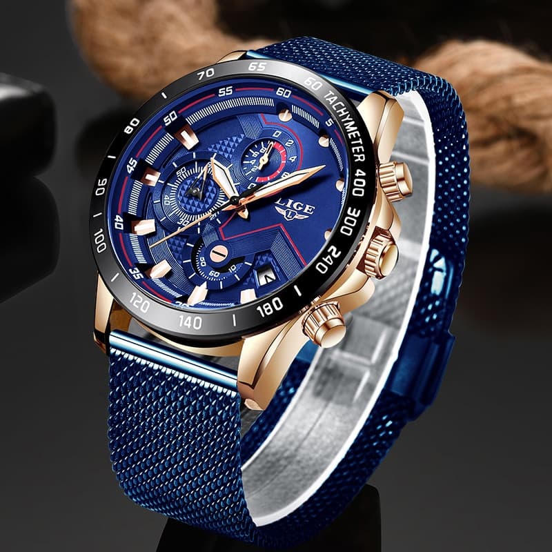 LIGE 9929 Waterproof Blue Quartz Watch - thumbnail 3