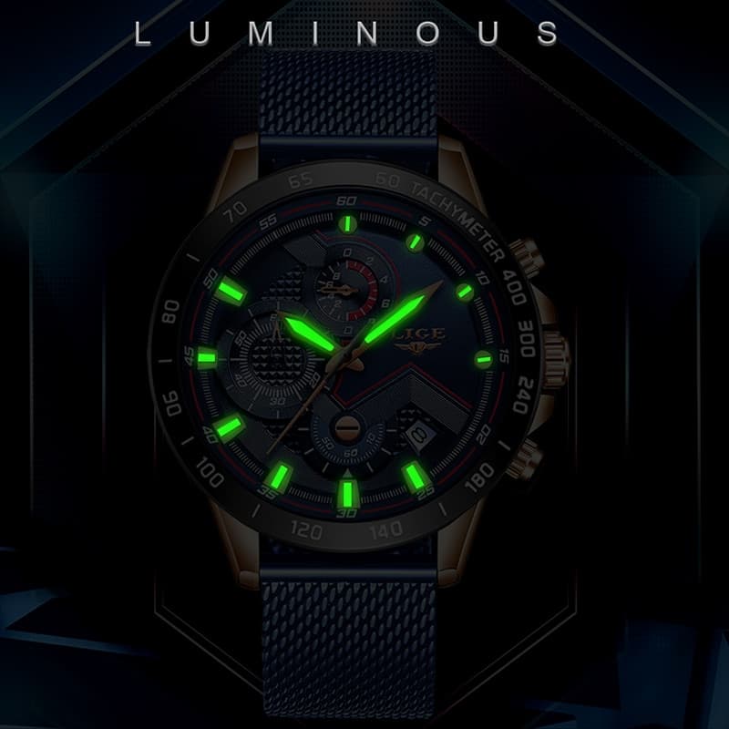 LIGE 9929 Waterproof Blue Quartz Watch - thumbnail 4