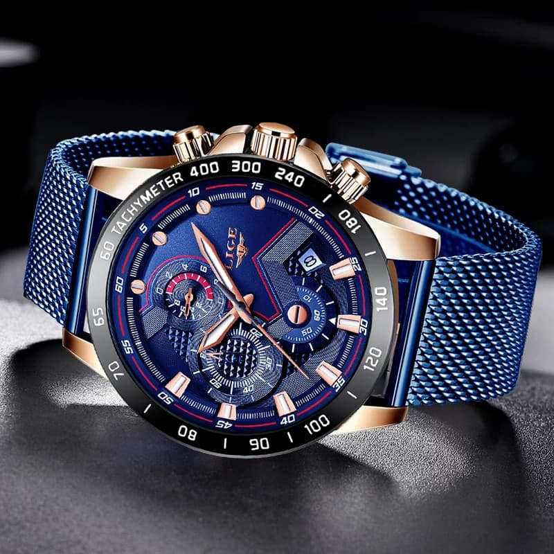 LIGE 9929 Waterproof Blue Quartz Watch - thumbnail 2