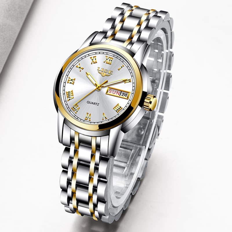 LIGE 10007 Creative Steel Bracelet Watch (Gold Edition) - thumbnail 3