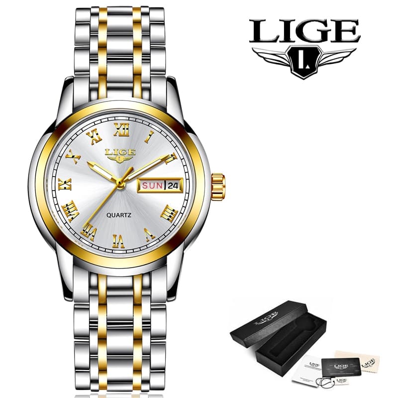 LIGE 10007 Creative Steel Bracelet Watch (Gold Edition) - thumbnail 6