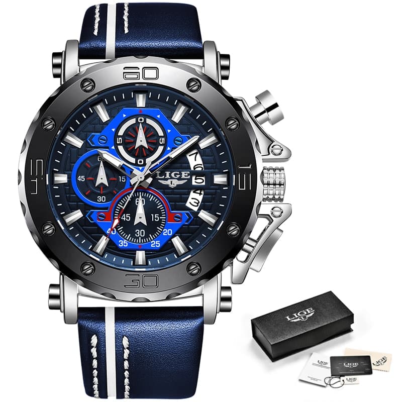 LIGE 9996 Big Dial Leather Watch - thumbnail 6