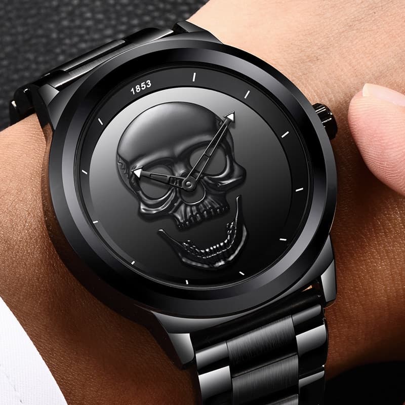 LIGE Skull Watch – LIGE9876 Punk 3D Skull Men Watch - thumbnail 5