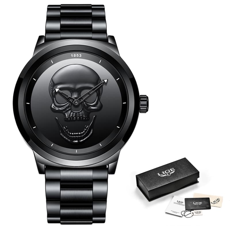 LIGE Skull Watch – LIGE9876 Punk 3D Skull Men Watch - thumbnail 6