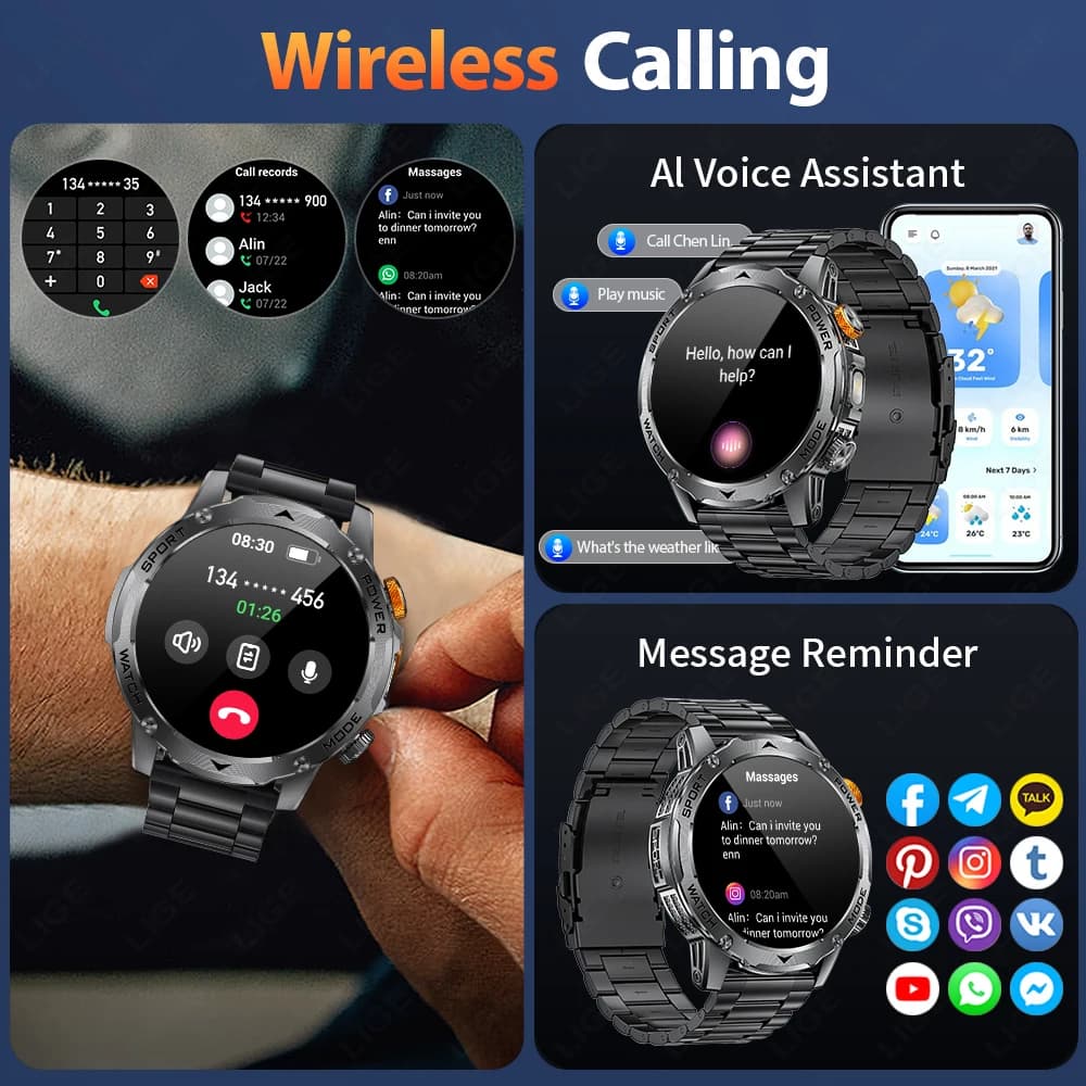 LIGE Sports v4.0 – 1000mah AMOLED LED Flashlight 3ATM Smartwatch - thumbnail 3