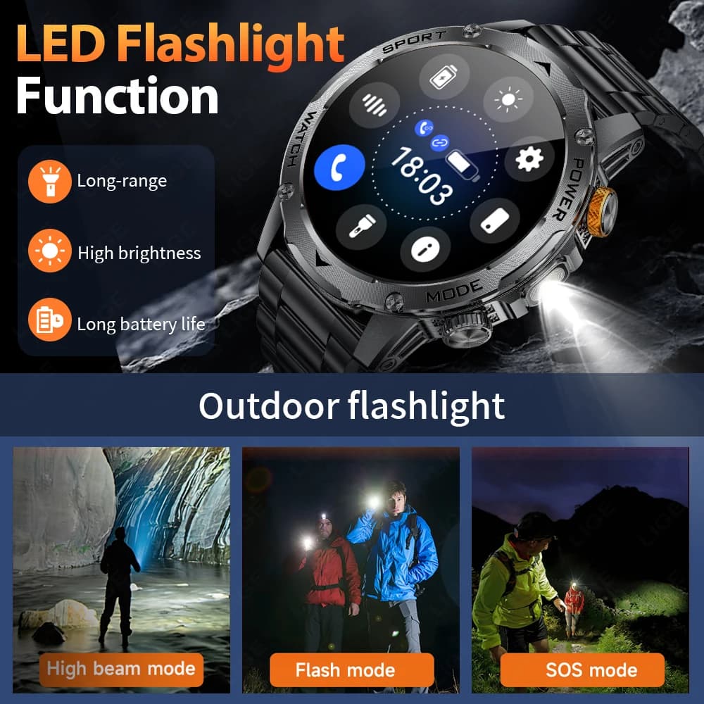 LIGE Sports v4.0 – 1000mah AMOLED LED Flashlight 3ATM Smartwatch - thumbnail 6