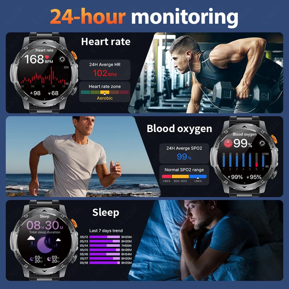 LIGE Sports v4.0 – 1000mah AMOLED LED Flashlight 3ATM Smartwatch - thumbnail 4