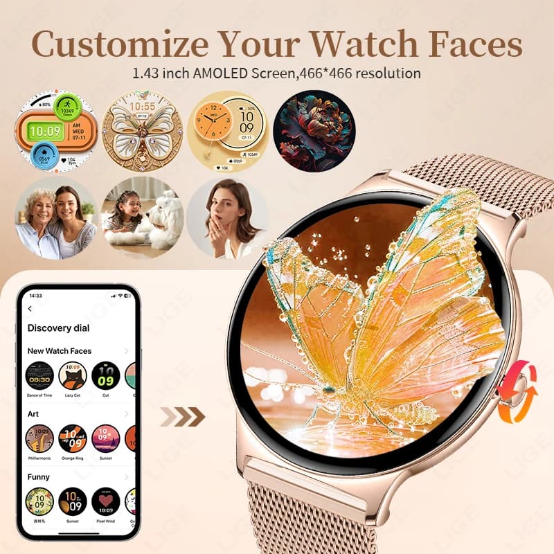 LIGE Moon v1.0 – 1.43″ AMOLED Full Touch Screen Smartwatch - thumbnail 5