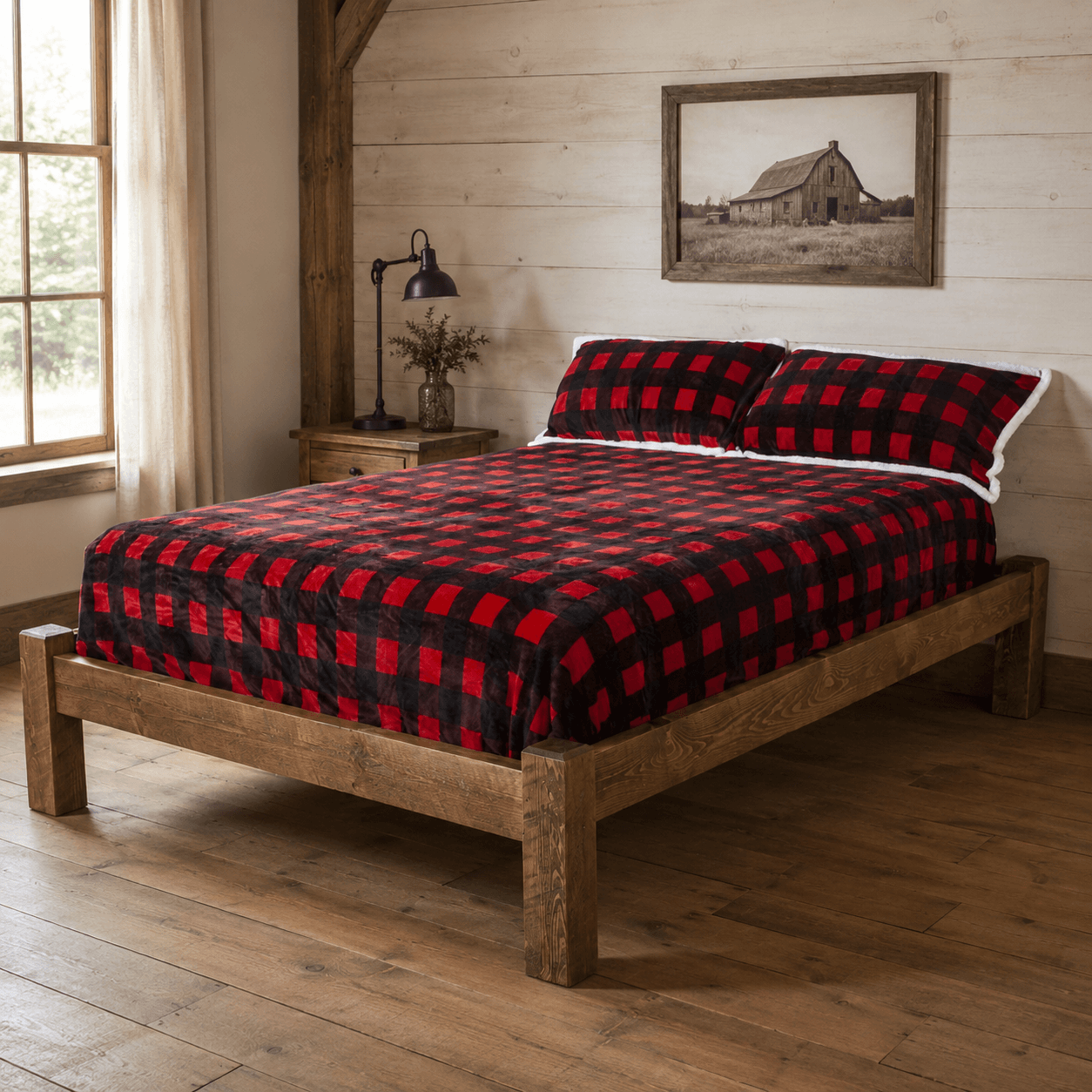 Viking Platform Barnwood Bed