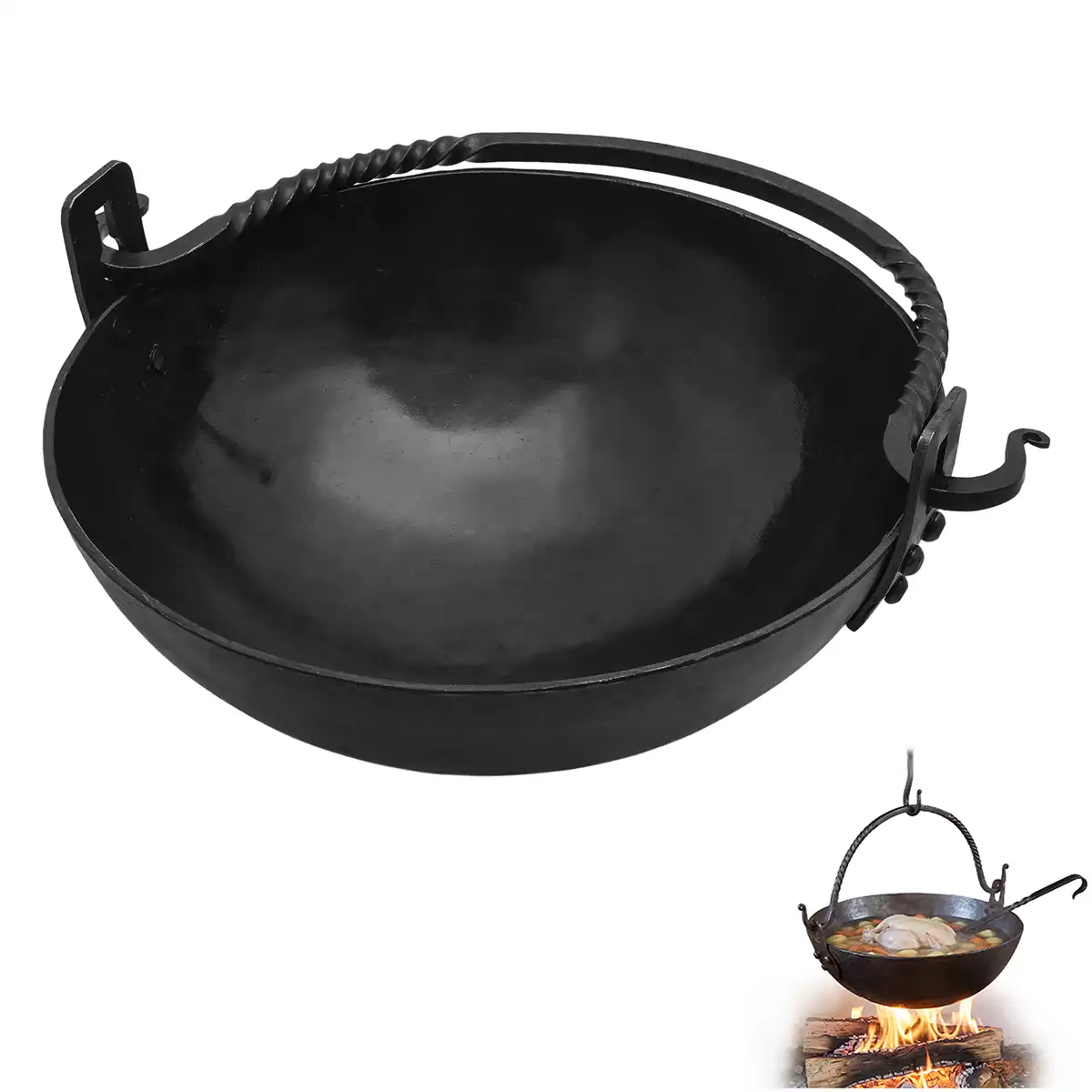 Hand Forged Cauldron Fully Functional Iron Camping Accessory