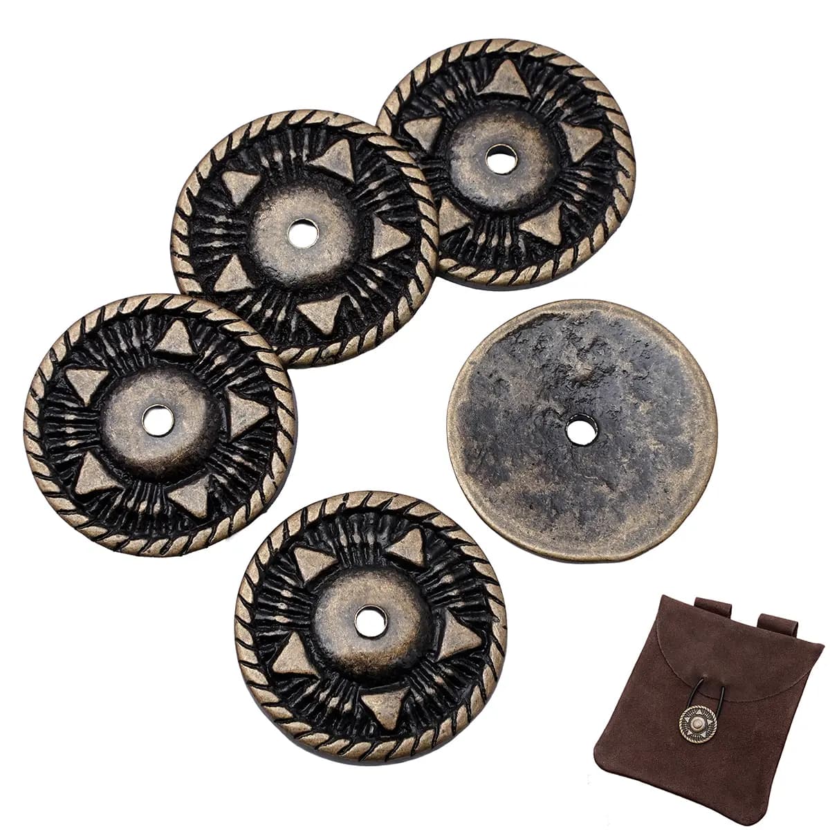 Antique Brass Conchos Set of 5 - thumbnail 4