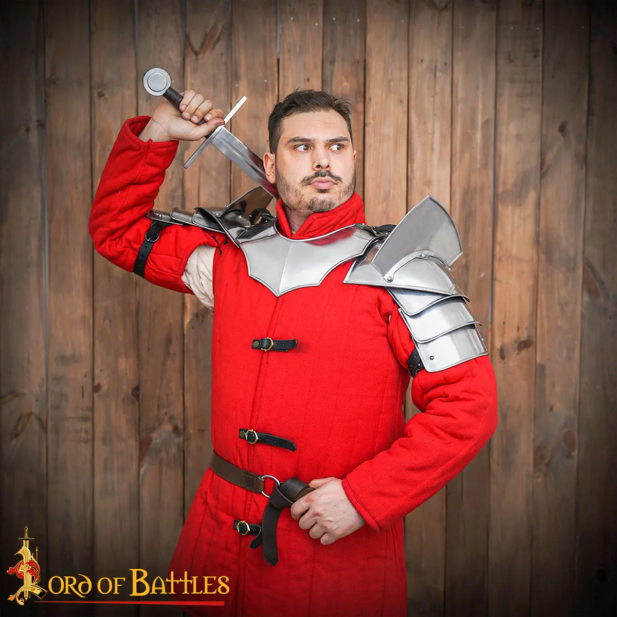 Questing Knight Medieval Fantasy Pauldrons with Blade Breakers - thumbnail 2
