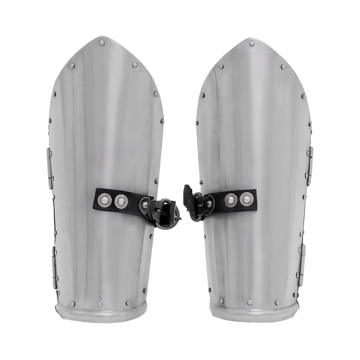 14th–15th Century Warrior Bracers | Steel Forearm Armor with Suede Lining - thumbnail 5