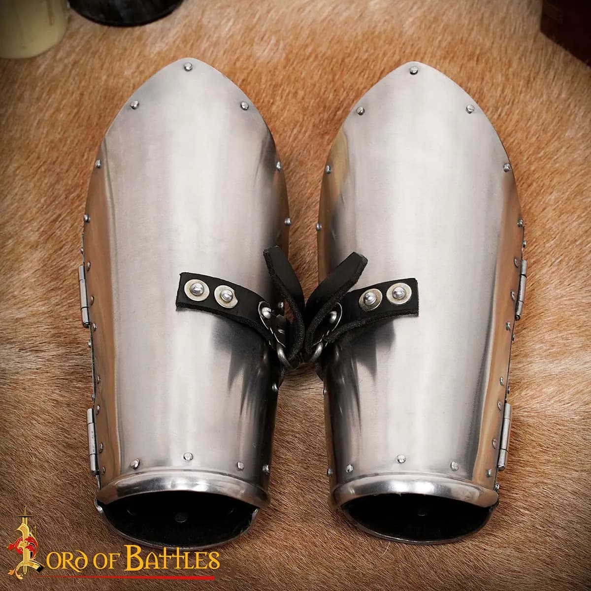 14th–15th Century Warrior Bracers | Steel Forearm Armor with Suede Lining