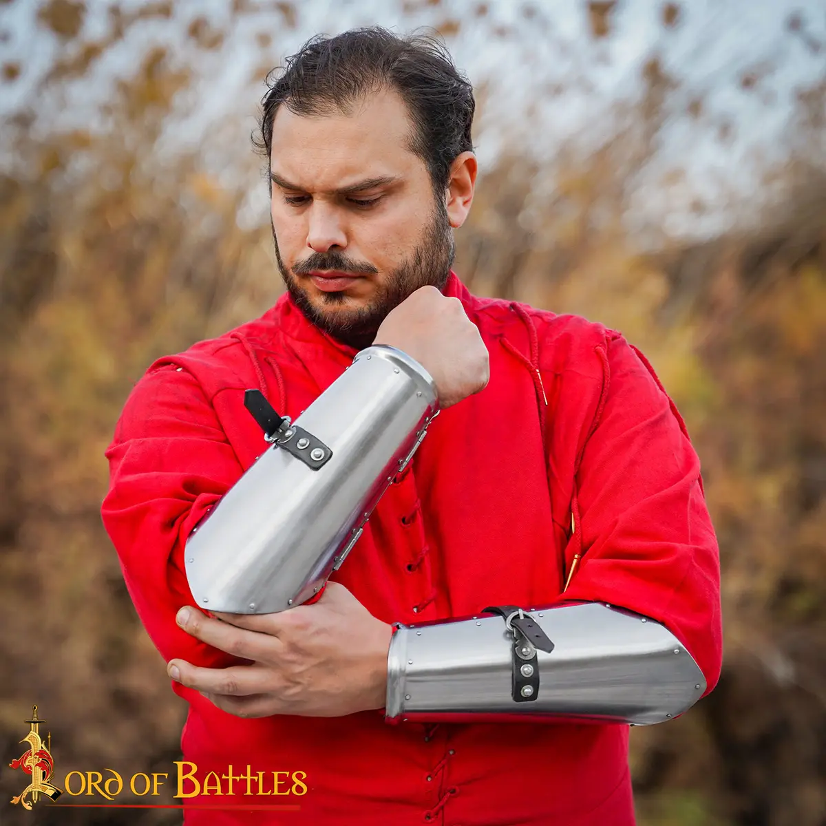 14th–15th Century Warrior Bracers | Steel Forearm Armor with Suede Lining - thumbnail 2