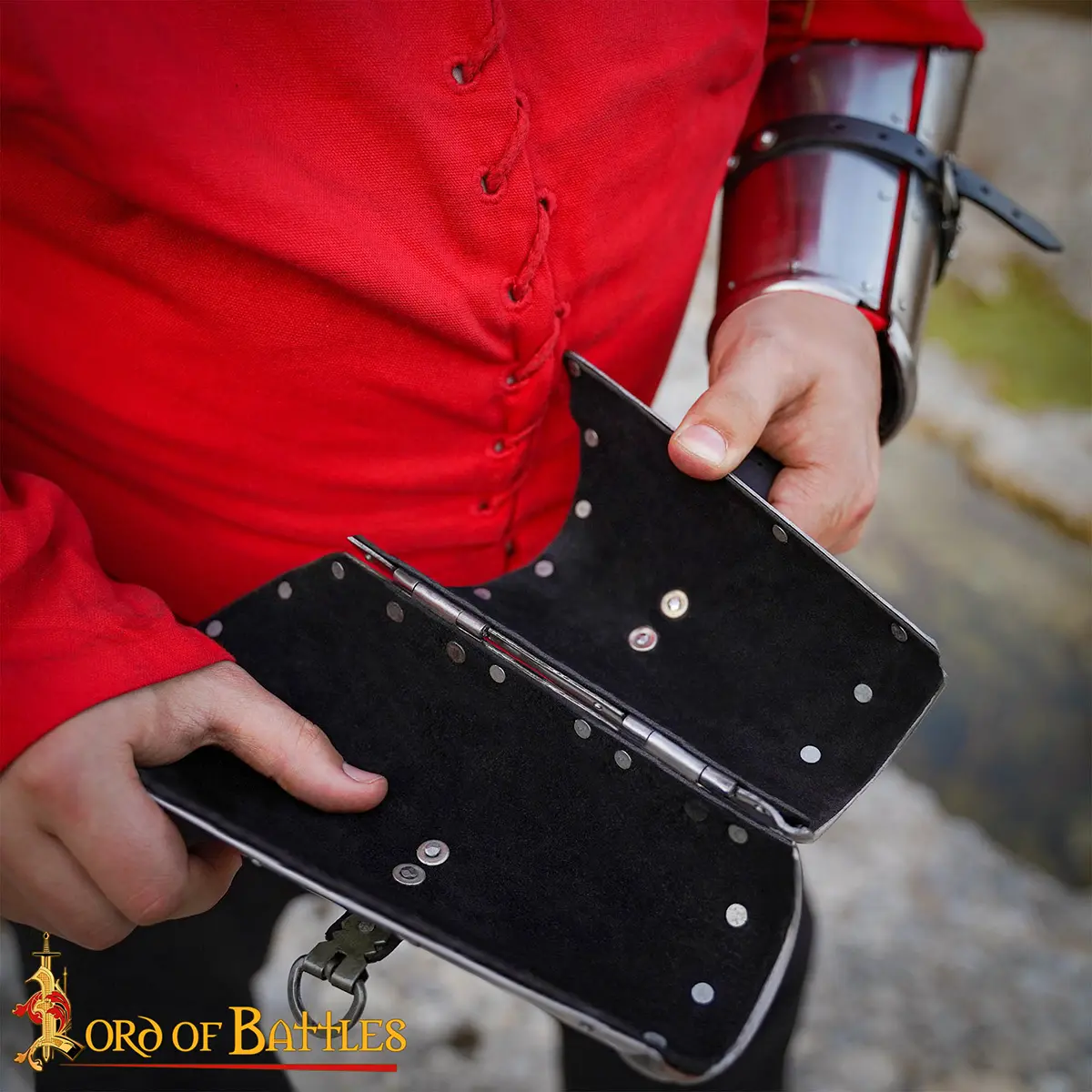 14th–15th Century Warrior Bracers | Steel Forearm Armor with Suede Lining - thumbnail 8