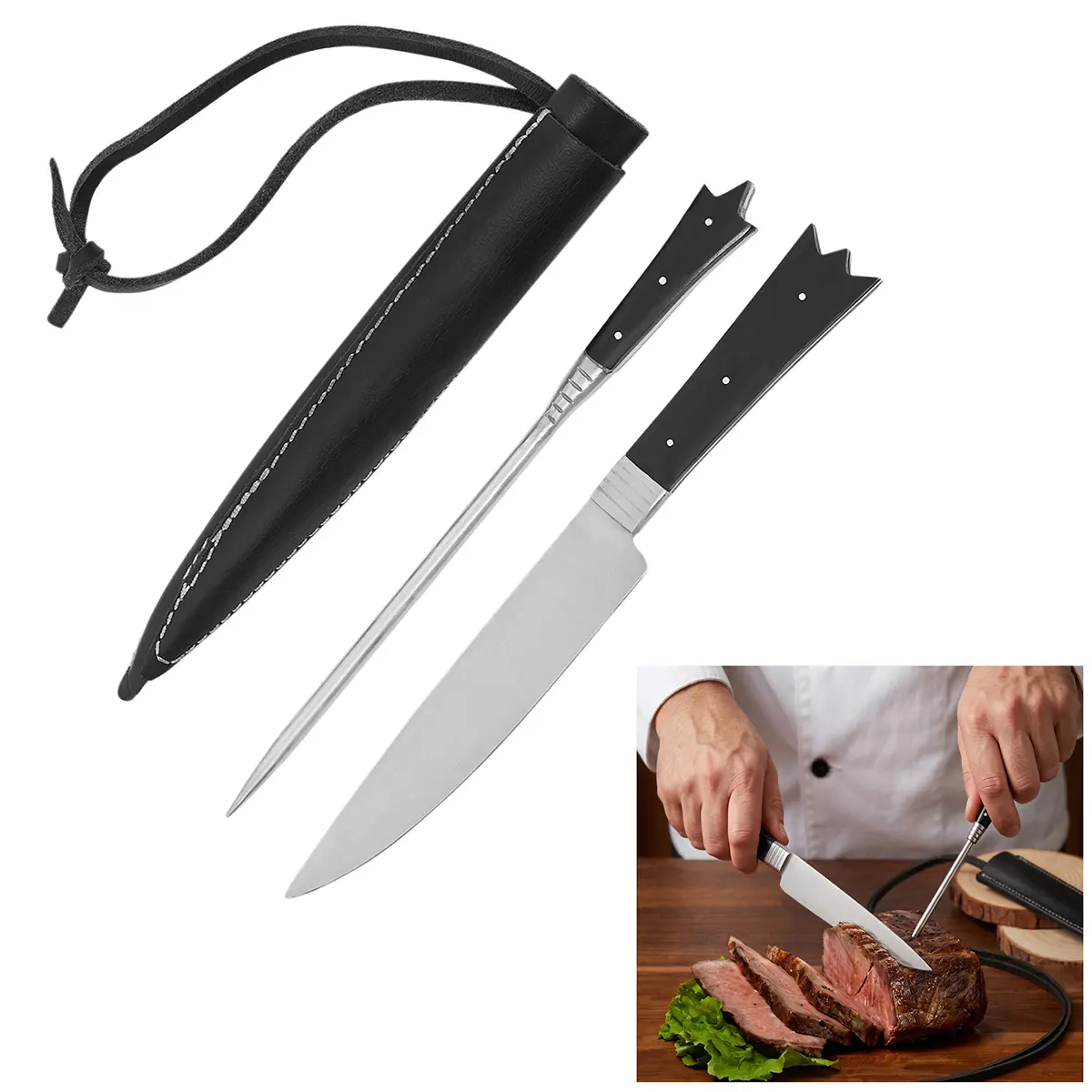Primitive Medieval Cutlery Set with Horn Handle - thumbnail 4