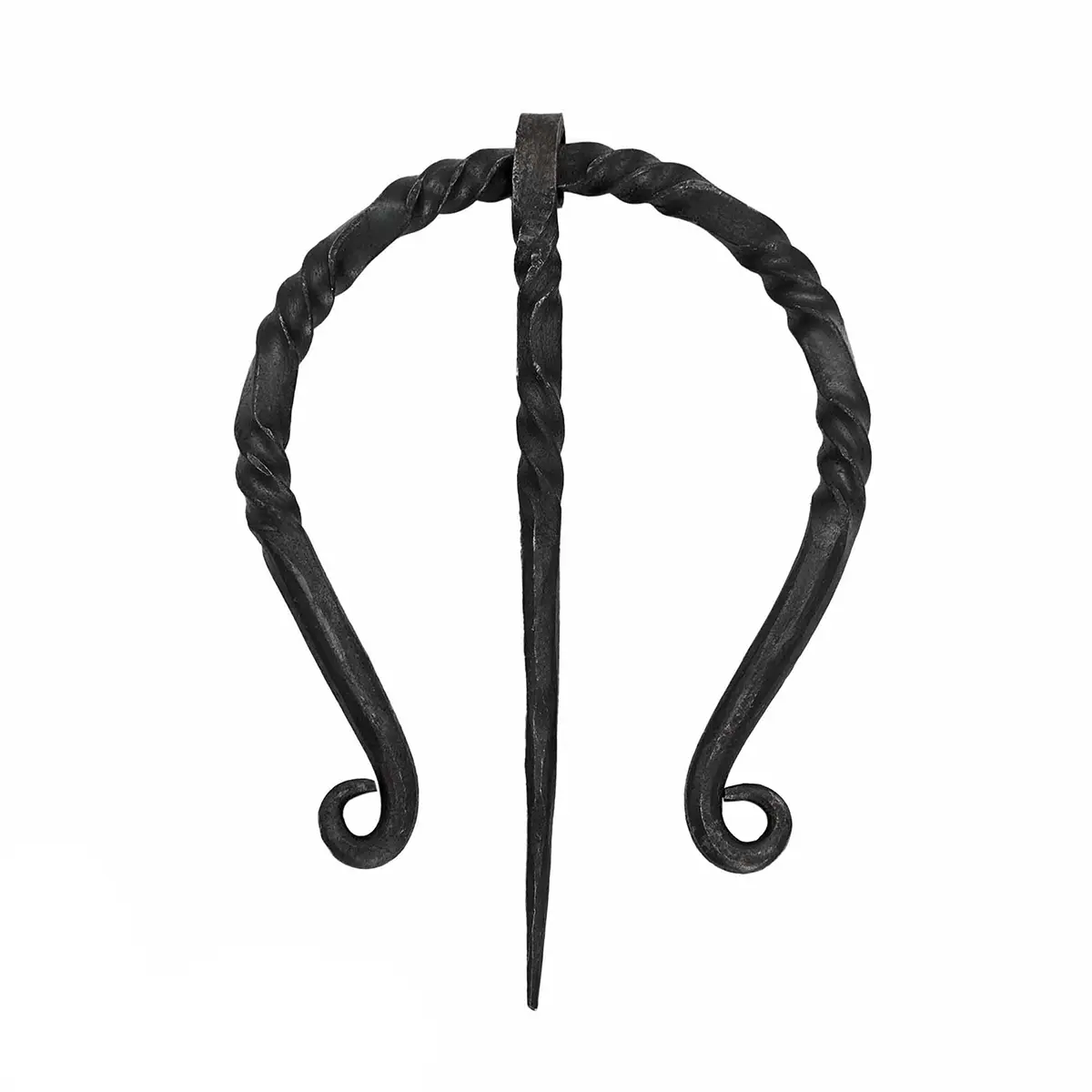 Iron Twisted Scroll Viking Brooch