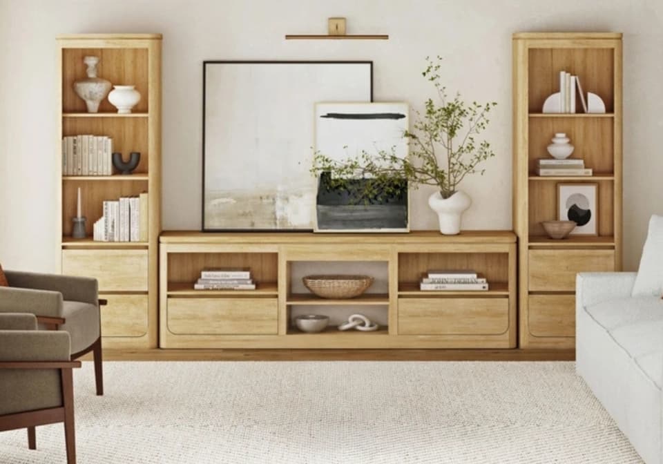 Rosalie Natural 82 Inch TV Console - thumbnail 3