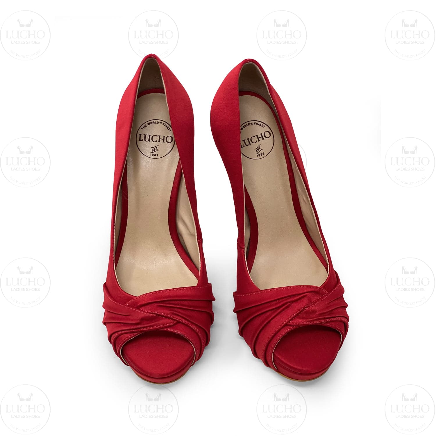Red Satin Peep Toe