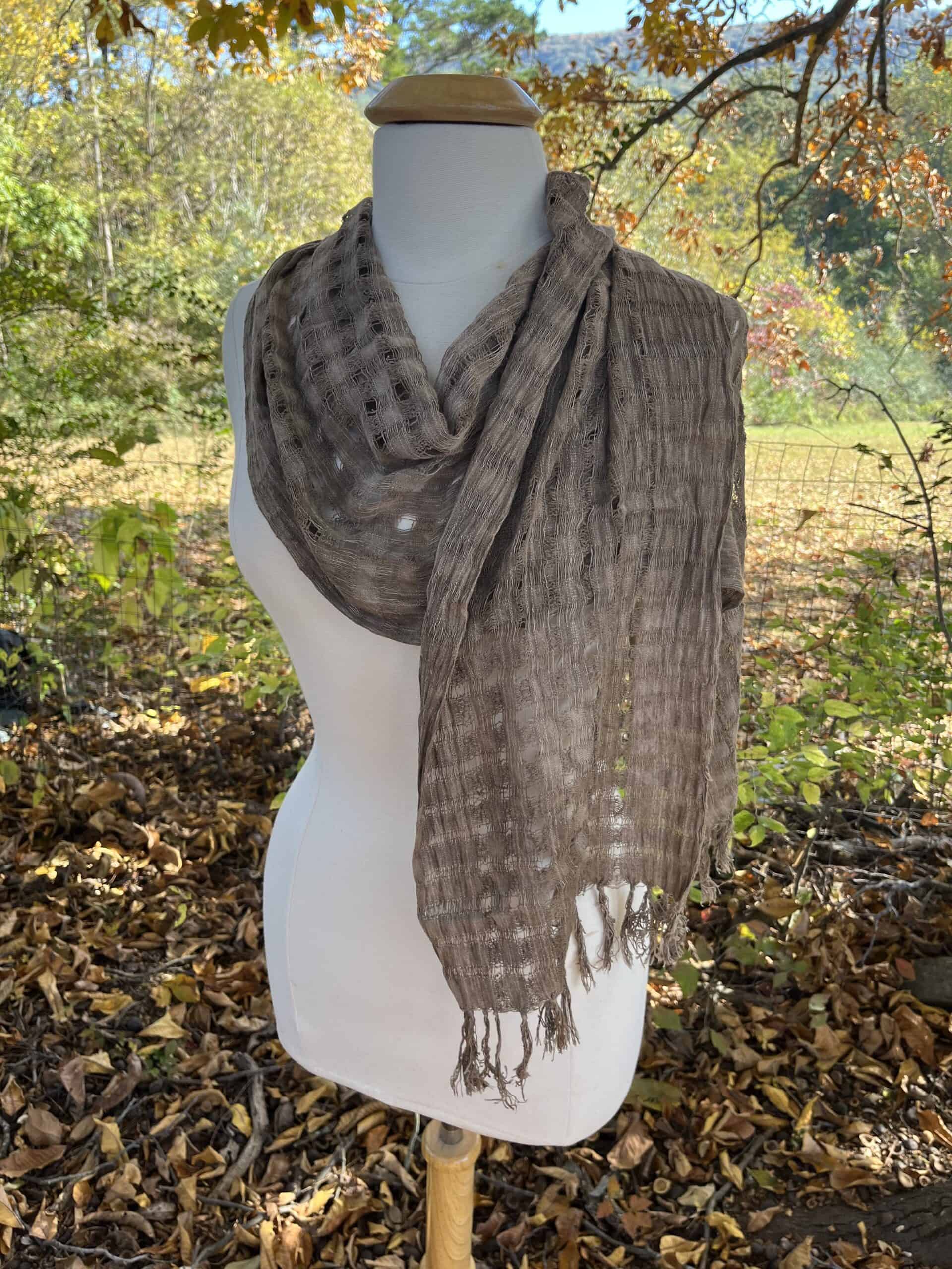 “Checked Cloth” Walnut dyed scarf - thumbnail 3