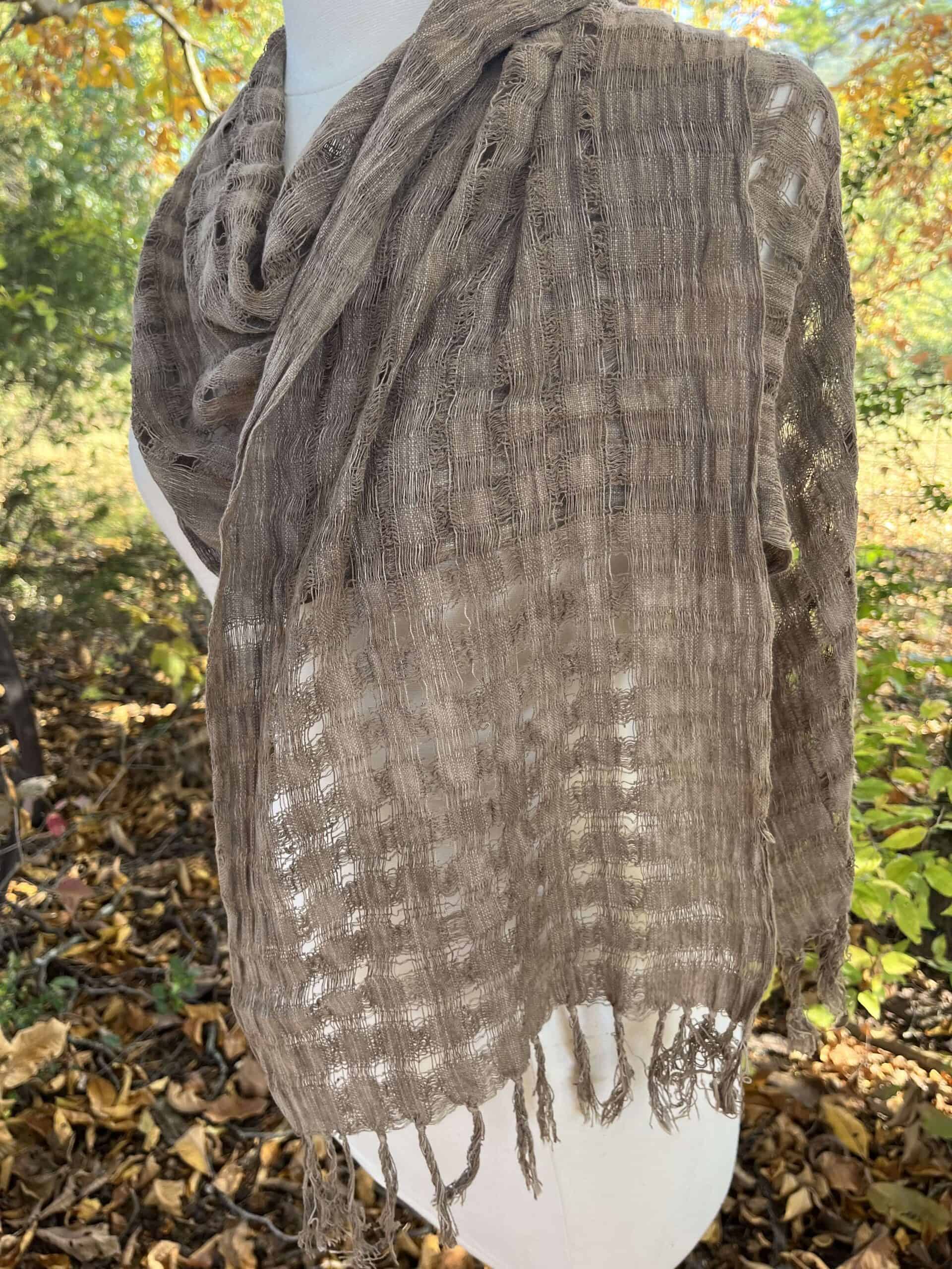 “Checked Cloth” Walnut dyed scarf - thumbnail 4