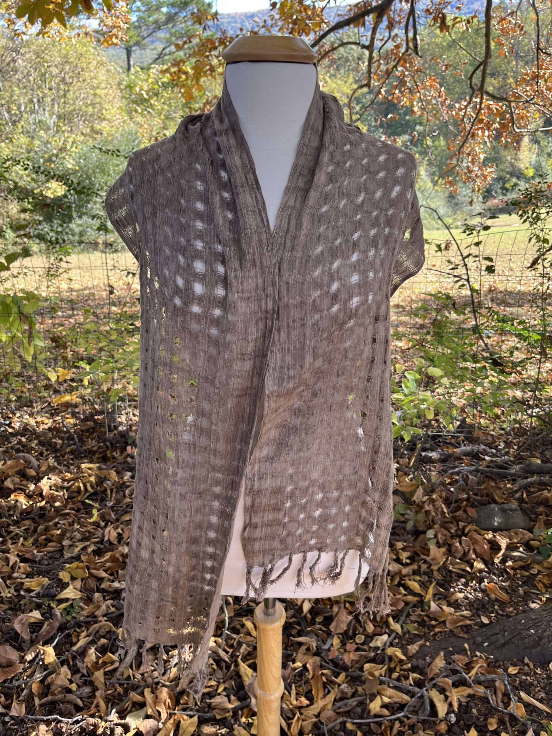 “Checked Cloth” Walnut dyed scarf - thumbnail 2