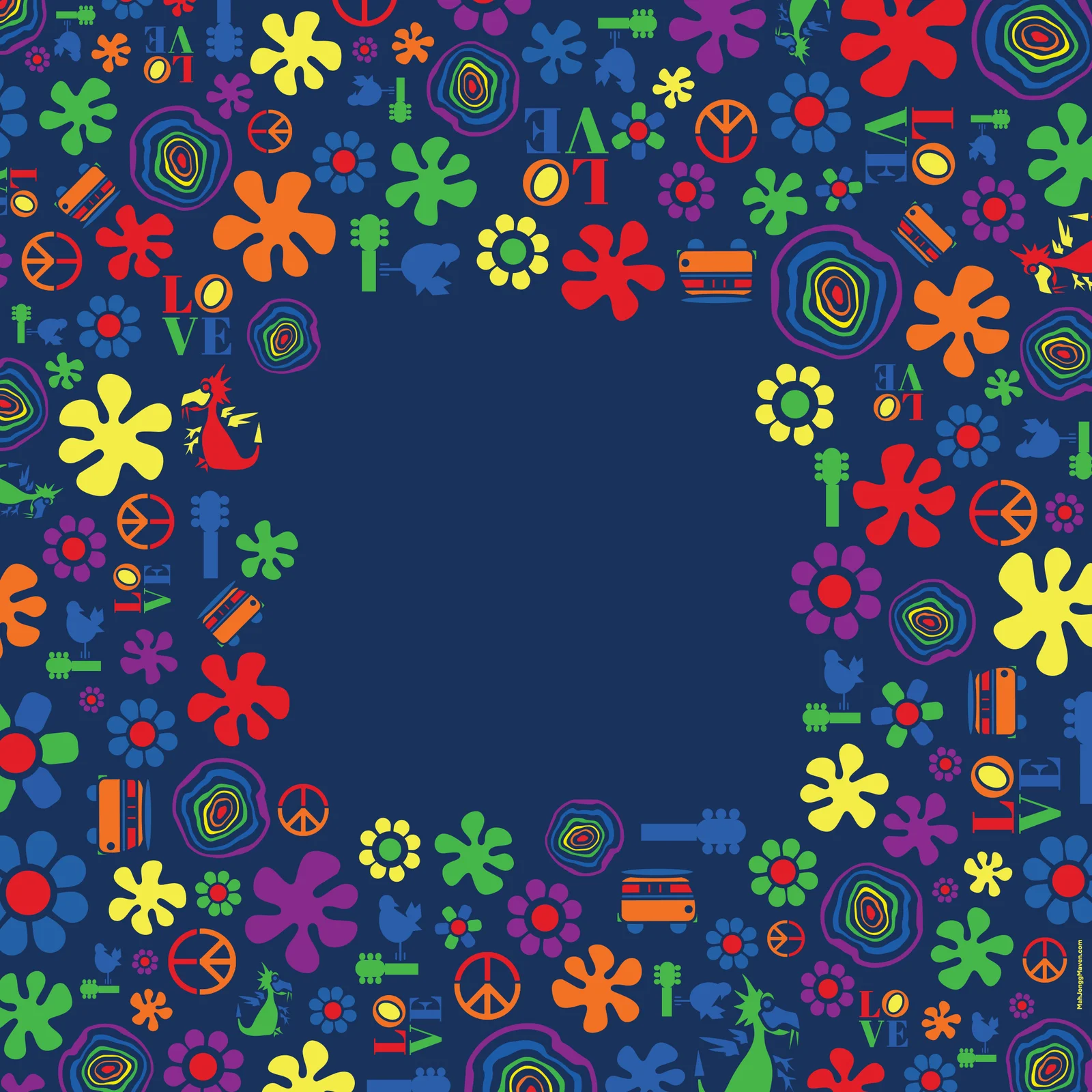 Peace, Love Mah Jongg Game Mat 34x 34 - thumbnail 2