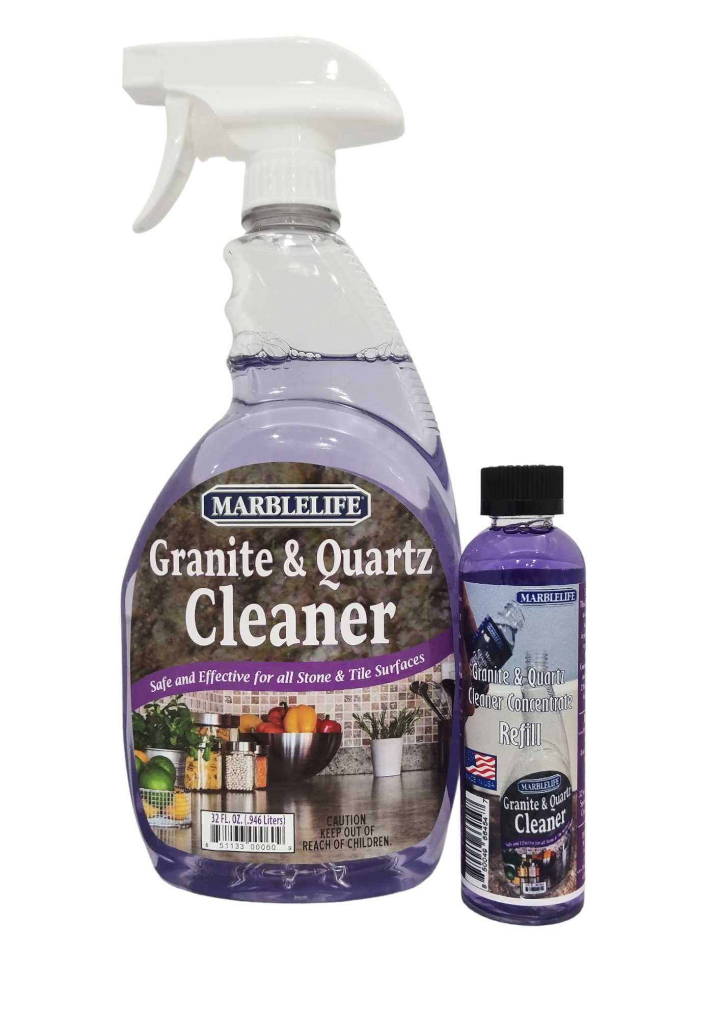 MARBLELIFE® Granite & Quartz 32oz SPRAY Cleaner PLUS 2XREFILL (4 oz) Kit