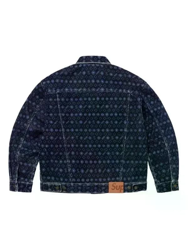 Supreme Flocked Denim Blue Jacket - thumbnail 2