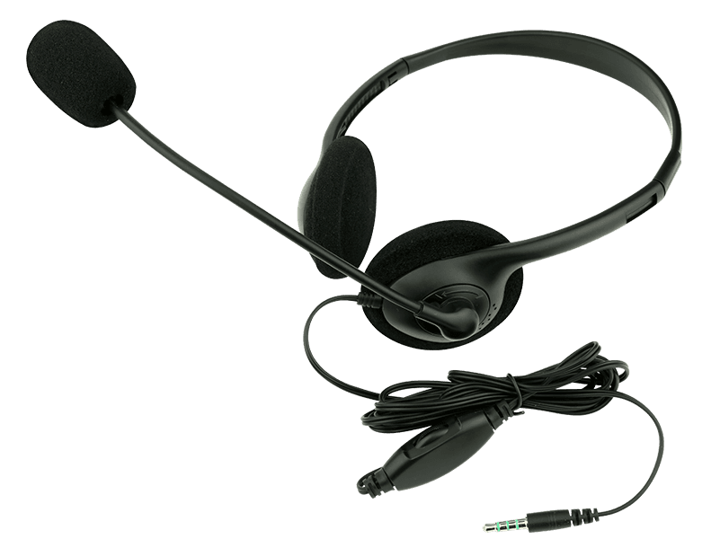Stereo Headphones with Boom Mic and PC Y Adapter