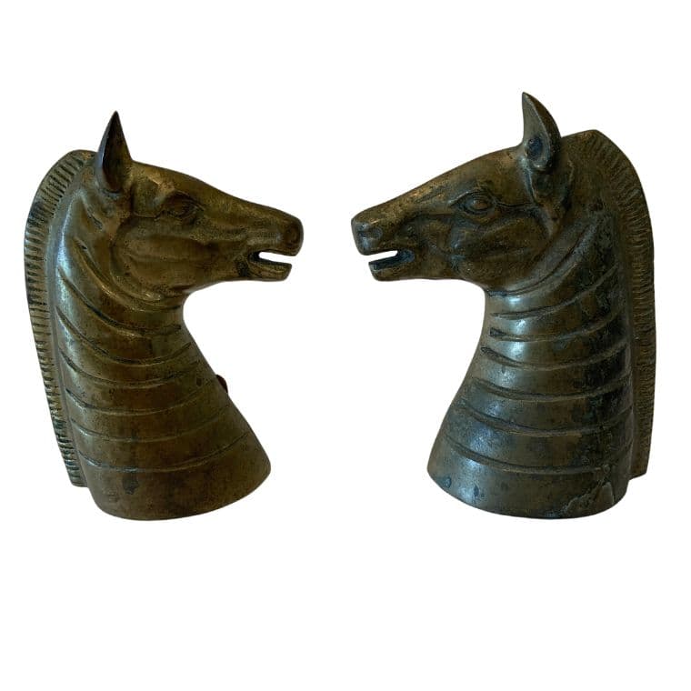 Vintage Brass Zebra Head Bookends