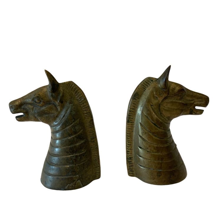 Vintage Brass Zebra Head Bookends - thumbnail 2