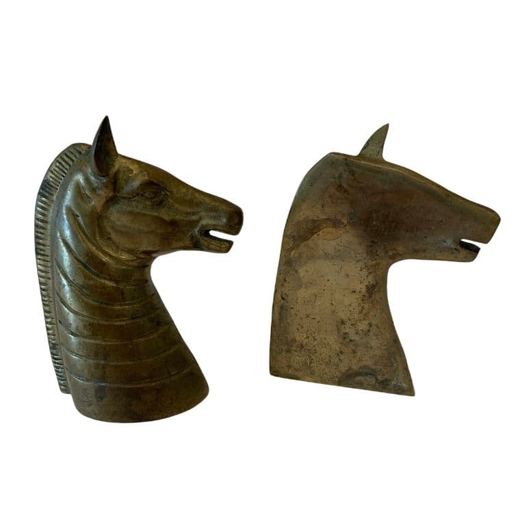 Vintage Brass Zebra Head Bookends - thumbnail 3
