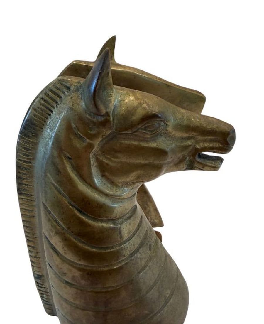 Vintage Brass Zebra Head Bookends - thumbnail 4