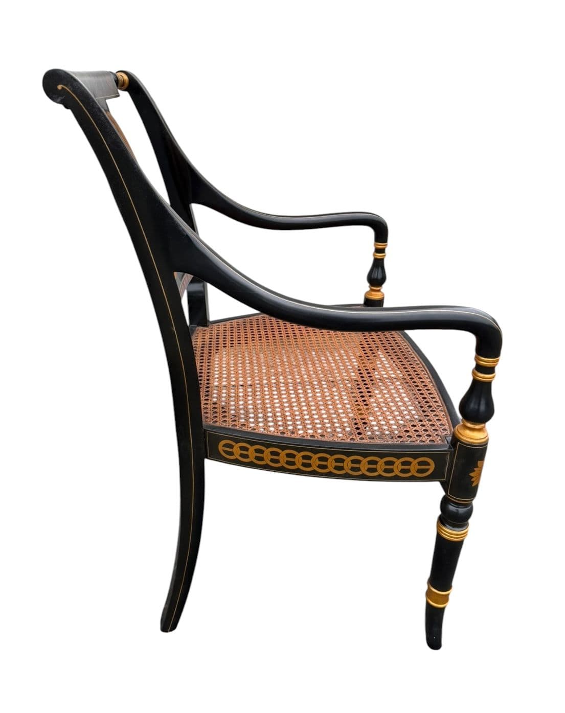Vintage Regency Style Ebonized Arm Chair - thumbnail 3