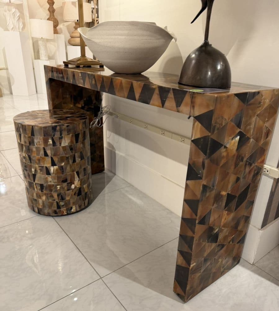 Black and Natural Pieced Horn Parsons Console - thumbnail 10