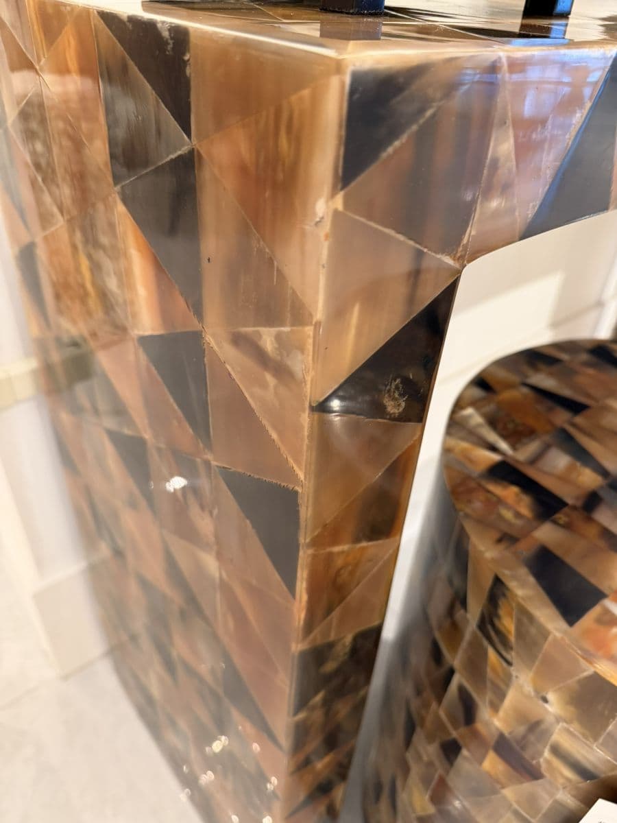 Black and Natural Pieced Horn Parsons Console - thumbnail 9