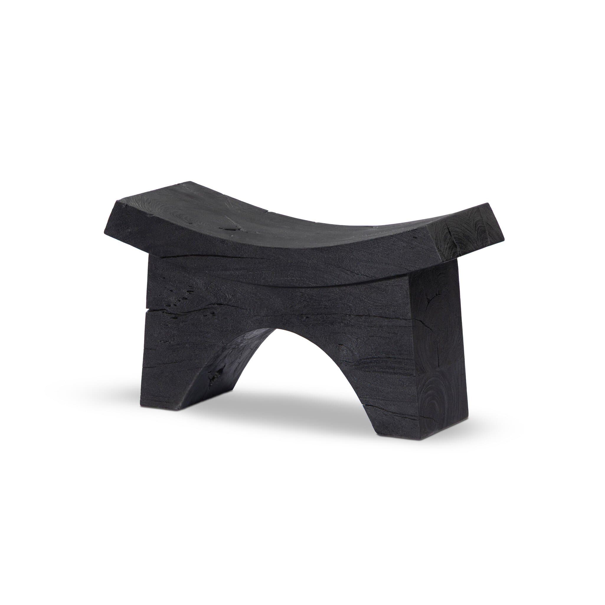 Hand-Hewn Black Acacia Stool