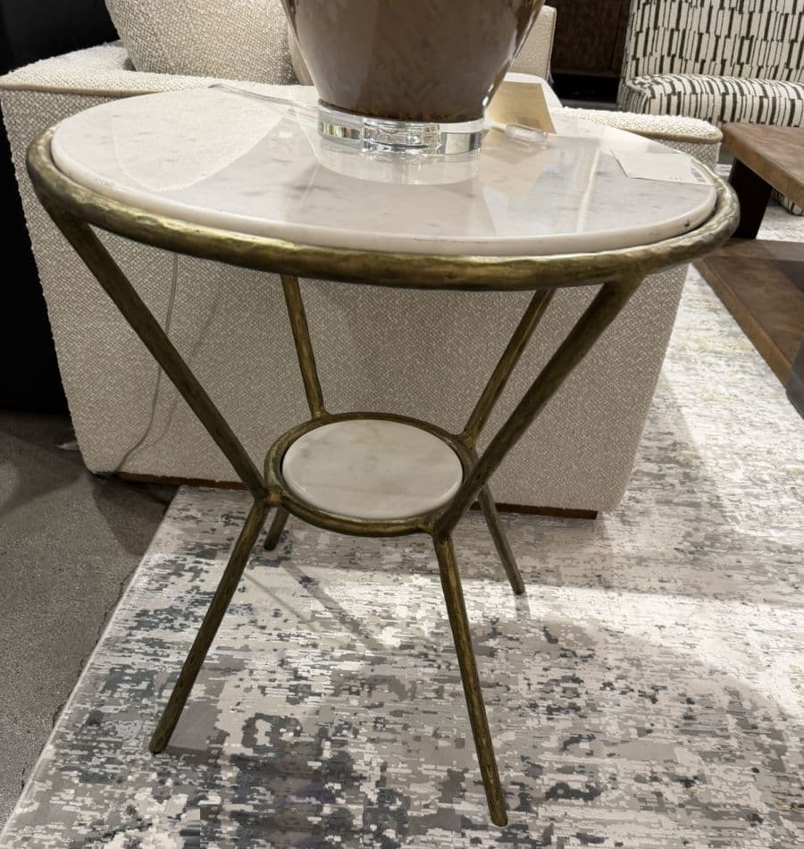 Marble and Brass Hammered Iron Frame - thumbnail 5