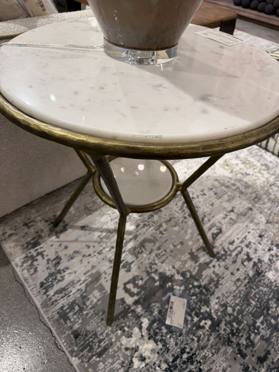 Marble and Brass Hammered Iron Frame - thumbnail 3